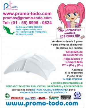 Mauricio Villegas Avisos gratis en Mexico lindo en Coyoac&aacute;n |  Clip portanotas modelo c05-0004-wh, Articulos publicitarios para oficinas