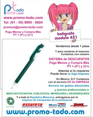 Mauricio Villegas Avisos gratis en Mexico lindo en Coyoac&aacute;n |  Boligrafos modelo 431, promocionales