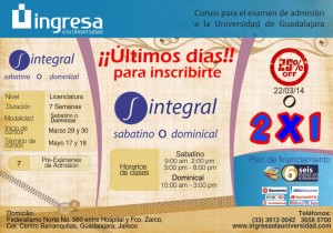 Cursos Ingresa Avisos gratis en Mexico lindo en Guadalajara |  Curso para el examen de admisi&oacute;n udg, Curso sabatino y dominical de 7 sesiones.