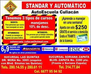 Autoescuela Culiacan Avisos gratis en Mexico lindo en Sinaloa |  Clases de conducci&oacute;n con 10% de descuento �aprovecha!, Clases de manejo culiacan