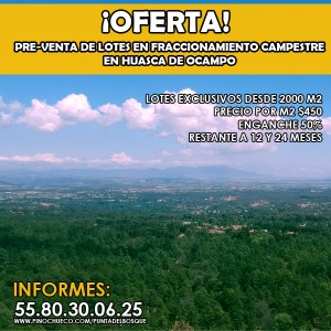 Christian Palacios Avisos gratis en Mexico lindo en Huasca de Ocampo |  Pre-venta  exclusivos lotes en  el bosque de huasca de ocampo, Huasca de ocampo terrenos en venta oferta oportunidad